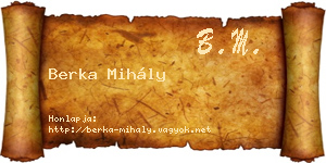 Berka Mihály névjegykártya